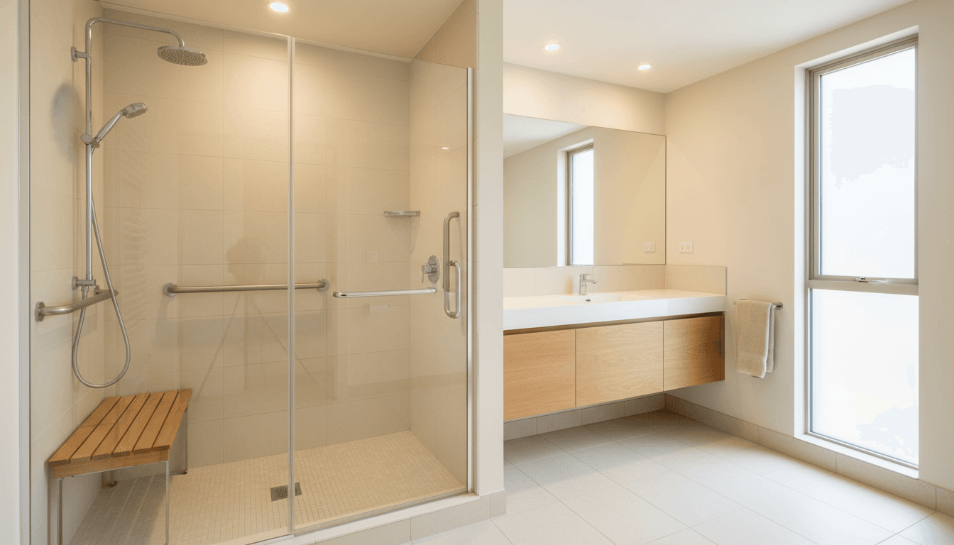 Fully accessible bathroom designed with safety and comfort in mind