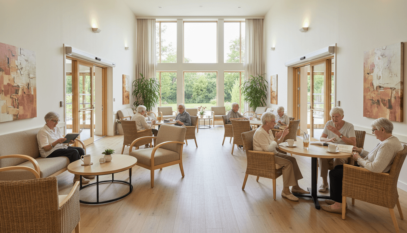 Inviting common area where residents gather for social activities and meals